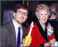 Gram, me, and a rubber chicken