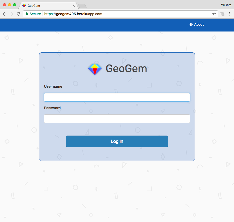 GeoGem login screen grab